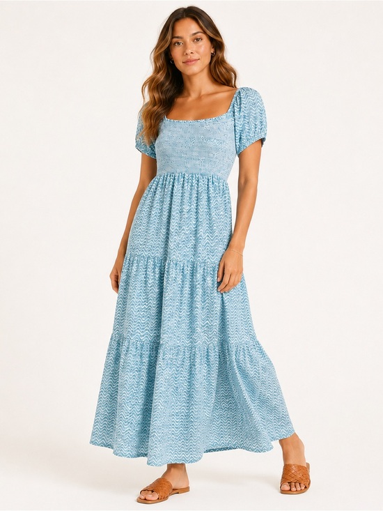 Anthropologie Dresses & Skirts - Anthropologie Daily Practice Blue Smocked Maxi Dress Size XS
